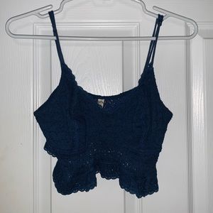 Navy , lingerie , crop top, tank top